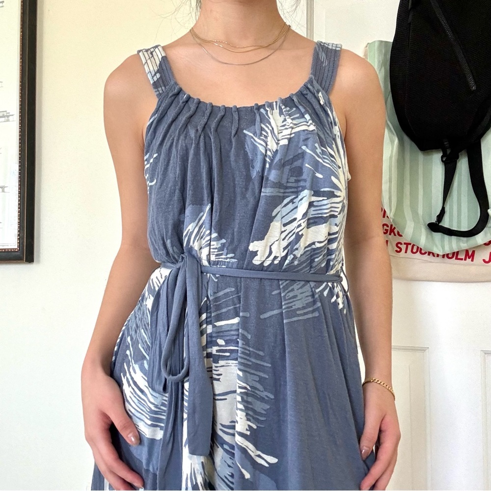 Tropical Floral Blue White Dress